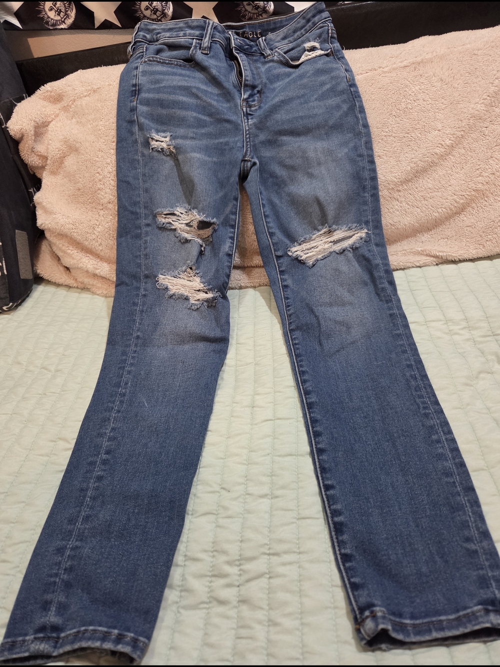 American Eagle Outfitters Distressed Blue High Rise Jeans